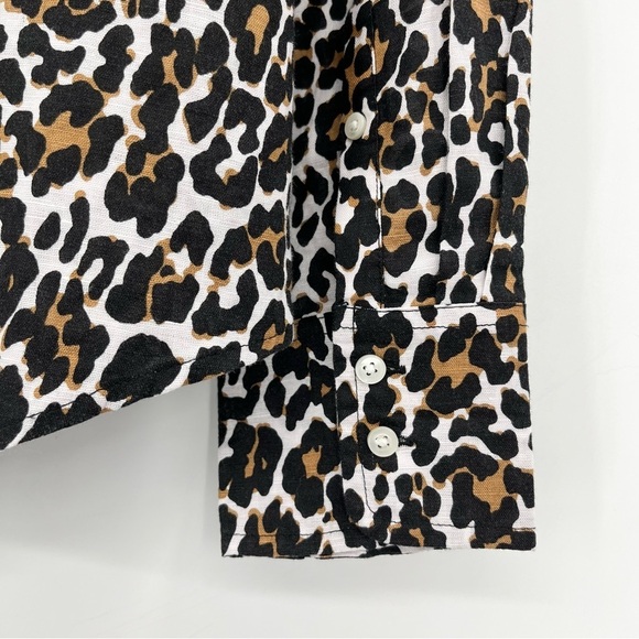 NWT J. Crew Linen Blend Leopard Print Slim-Fit Buttoned Shirt Blouse Top - Picture 6 of 13